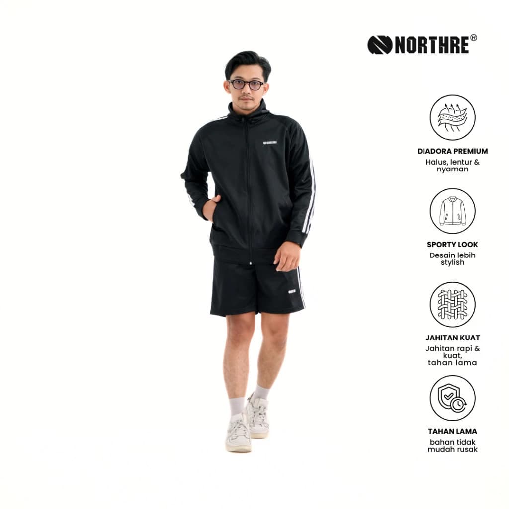 NORTHRE One set Sportswear Crossguild Shorts Black Two Strips NTbasic