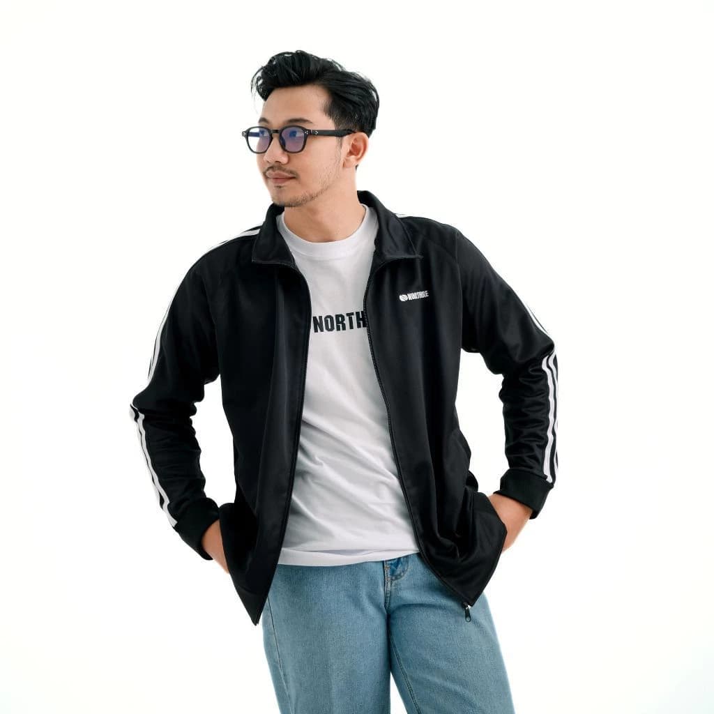 NORTHRE Jacket Tracktop Crossguild Black two strips NTbasic - alternate